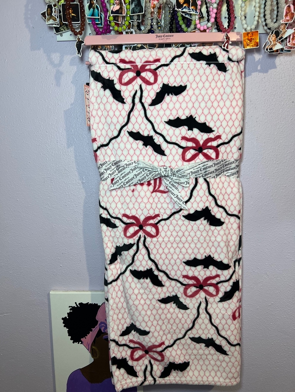 Juicy Couture Pink Bow Throw Blanket Halloween NWT